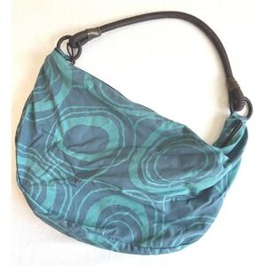 Old Navy Canvas Hobo Teal & Navy Abstract Print Shoulder Bag Casual Everyday